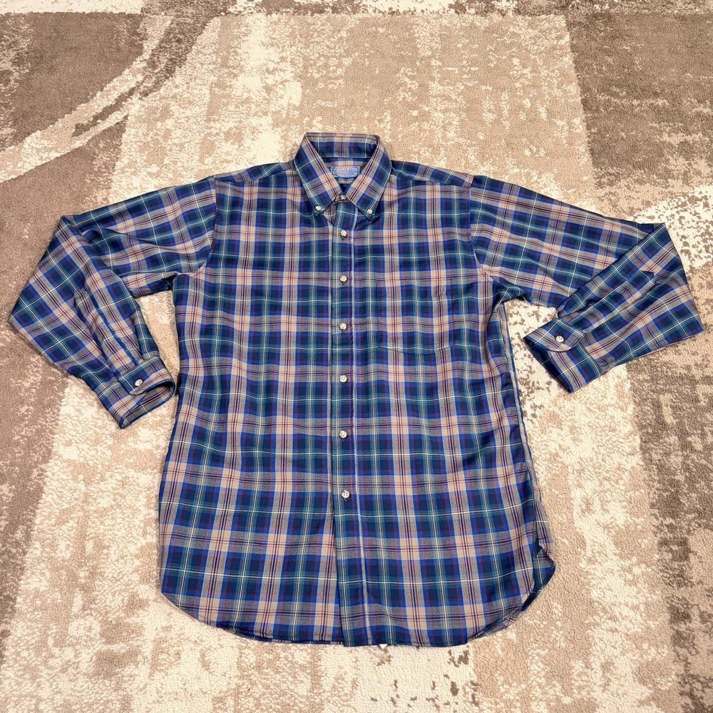 Sir Pendleton Button Shirt Mens Medium Plaid 100% Wool USA  Long Sleeve VTG